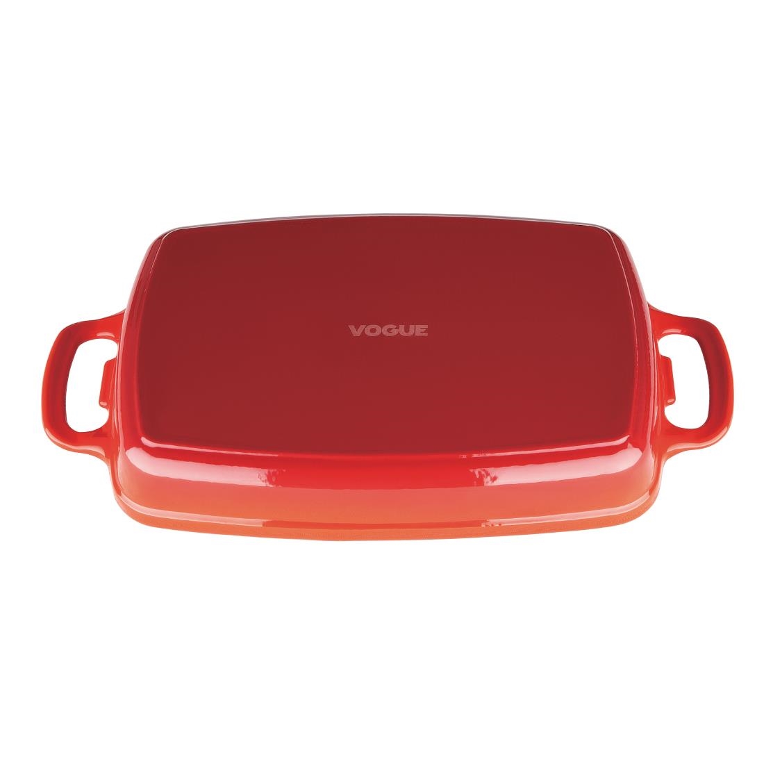 Vogue Red Rectangular Cast Iron Dish 2.8Ltr - Image 4