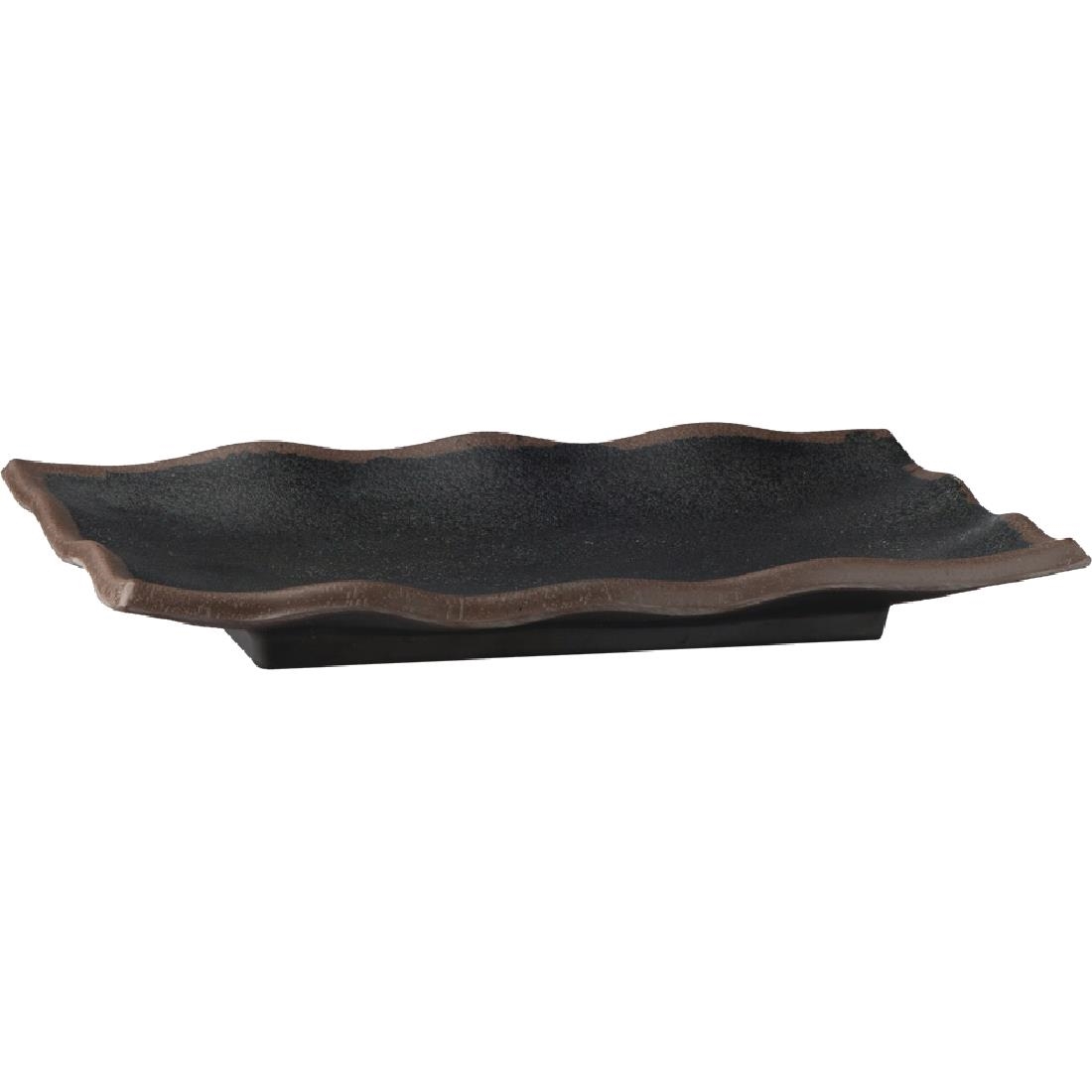 APS Marone Melamine Wavy Tray Black 275x 110mm - Image 2