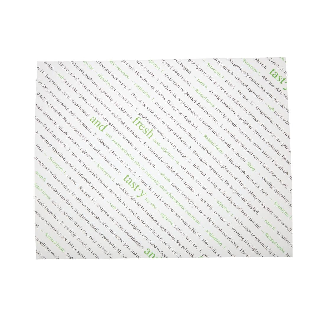 Greaseproof Paper Sheets Fresh and Tasty Print 255 x 203mm (Pack of 500) - Image 5