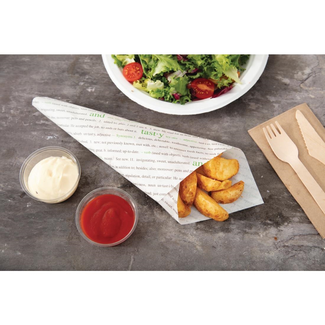 Greaseproof Paper Sheets Fresh and Tasty Print 255 x 203mm (Pack of 500) - Image 3