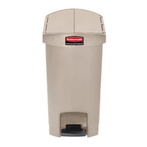 Rubbermaid Slim Jim End Step on Pedal Bin Beige 30Ltr