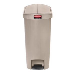 Rubbermaid Slim Jim End Step on Pedal Bin Beige 50Ltr