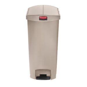 Rubbermaid Slim Jim End Step on Pedal Bin Beige 68Ltr