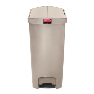 Rubbermaid Slim Jim End Step on Pedal Bin Beige 90Ltr