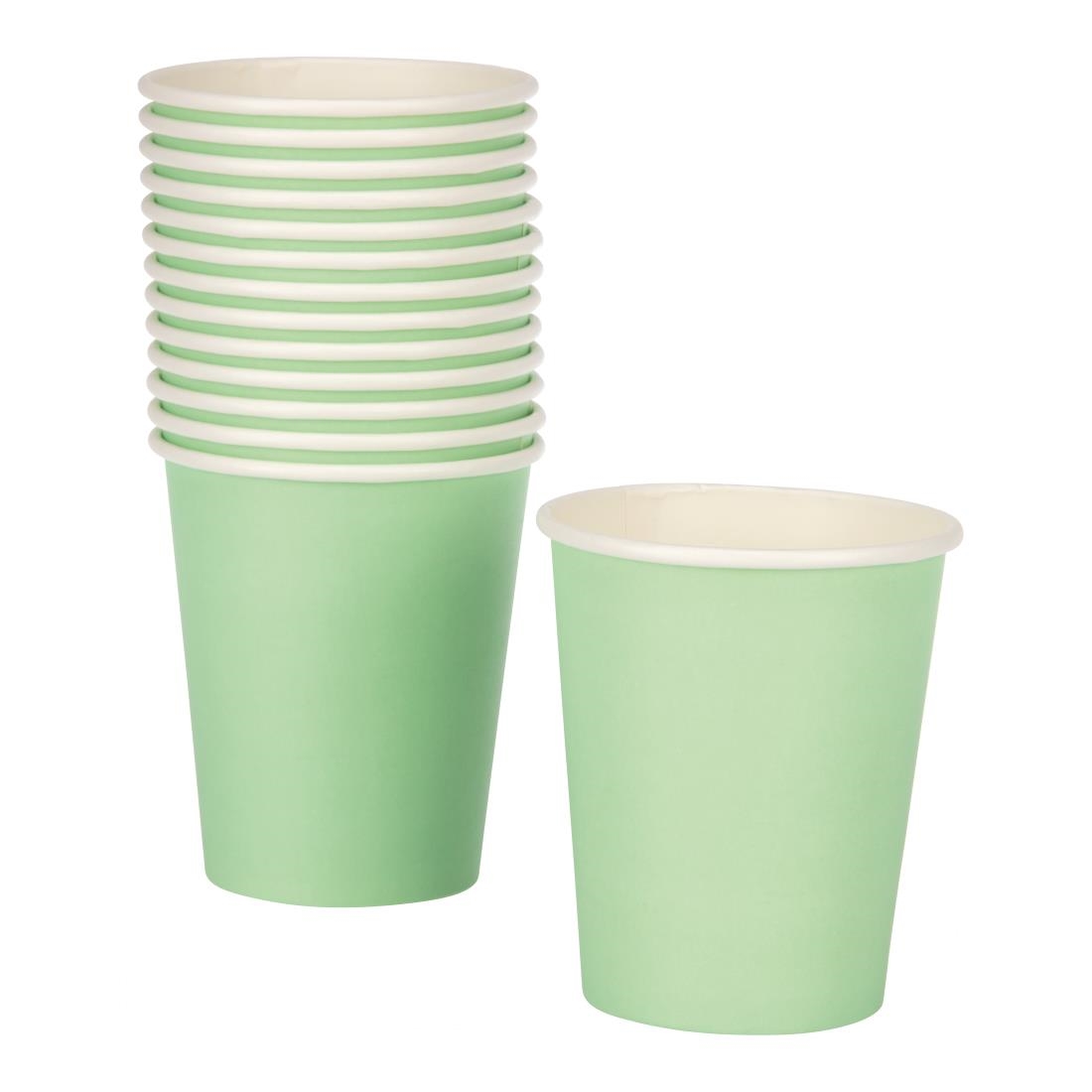 Fiesta Disposable Coffee Cups Single Wall Turquoise 225ml / 8oz (Pack of 1000) - Image 2