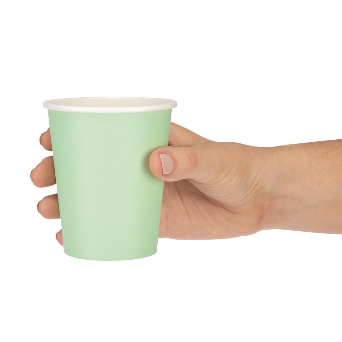 Fiesta Disposable Coffee Cups Single Wall Turquoise 225ml / 8oz (Pack of 1000) - Image 3