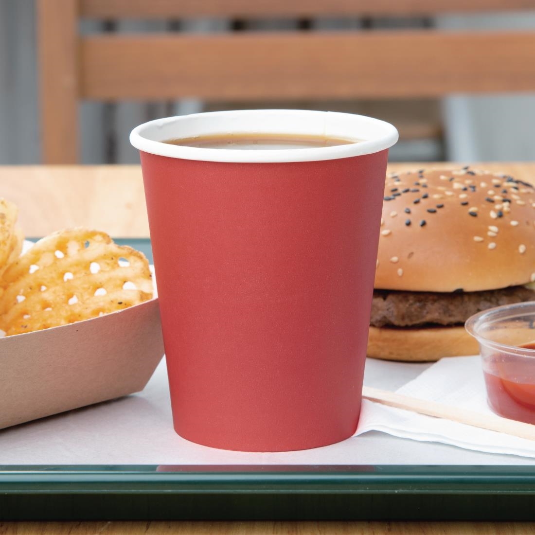 Fiesta Single Wall Takeaway Coffee Cups Red 225ml / 8oz (Pack of 1000) - Image 3