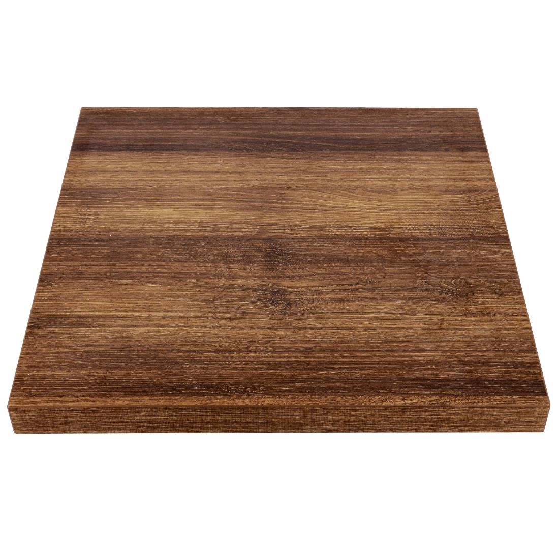 Bolero Pre-drilled Square Table Top Rustic Oak 600mm - Image 2