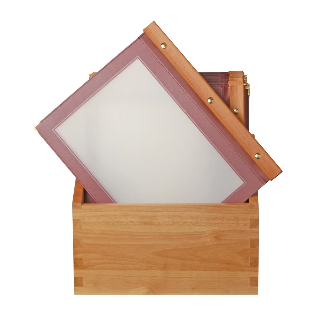 Securit Wood Spine American Style Menu Covers and Storage Box A4 Red - Image 2
