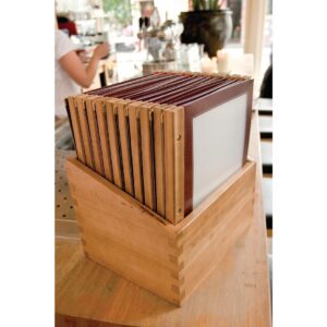 Securit Wood Spine American Style Menu Covers and Storage Box A4 Red