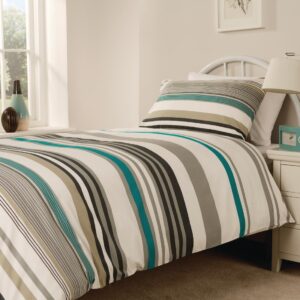 Mitre Essentials Madison Stripe Duvet Cover Open Teal Double