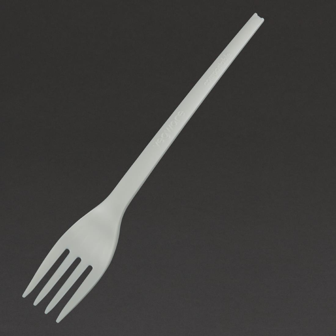 Vegware Lightweight Compostable CPLA Forks White (Pack of 50) - Image 3