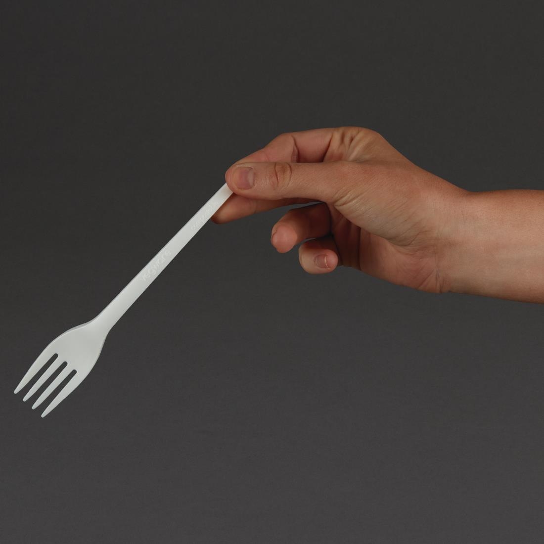Vegware Lightweight Compostable CPLA Forks White (Pack of 50) - Image 2