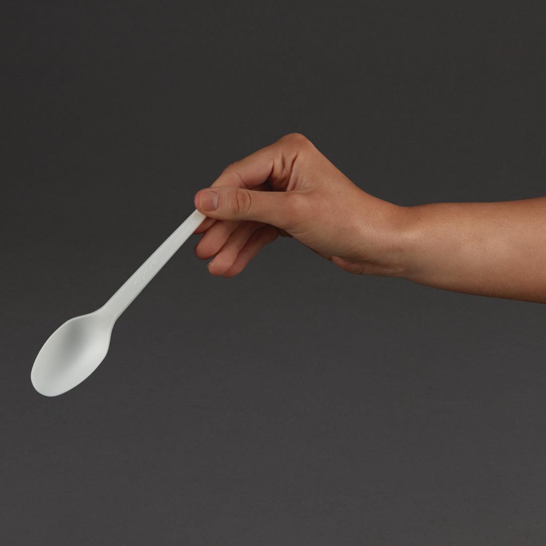 Vegware Lightweight Compostable CPLA Spoons White (Pack of 50) - Image 2
