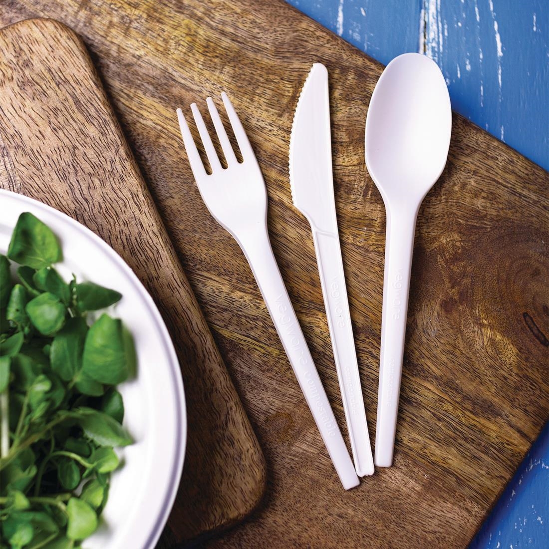 Vegware Lightweight Compostable CPLA Spoons White (Pack of 50) - Image 3