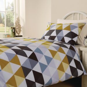Mitre Essentials Geo Bedding Set Olive Small Double