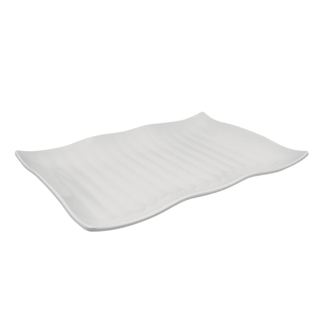 Dalebrook Melamine Ribbed Wavy Platter White 420mm - Image 2