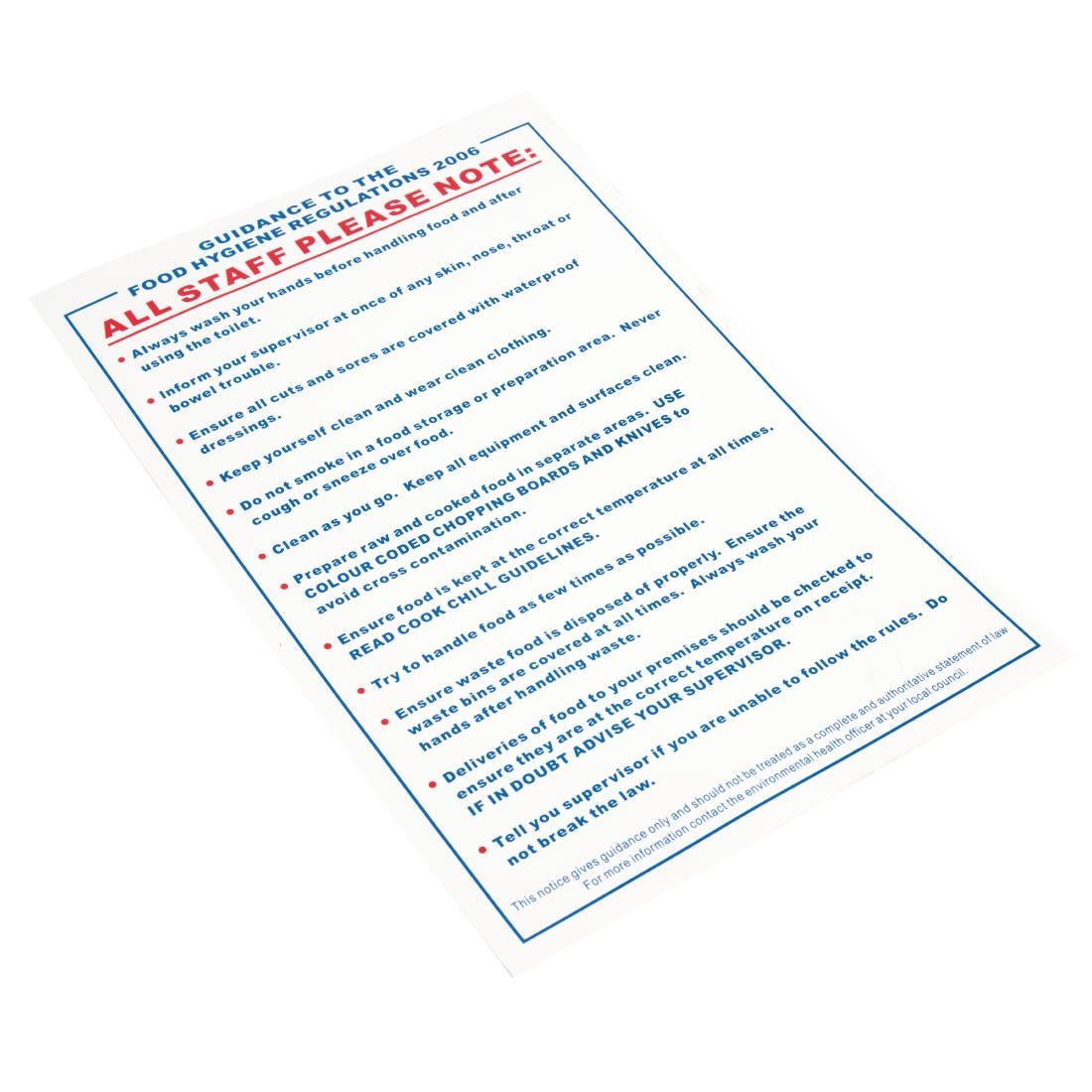 Vogue Food Safety Act 2006 Guidance Sign - Image 3