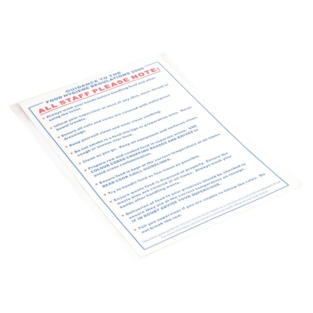 Vogue Food Safety Act 2006 Guidance Sign - Image 2