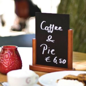 Securit Half Frame Table Top Blackboard 170 x 155mm Mahogany