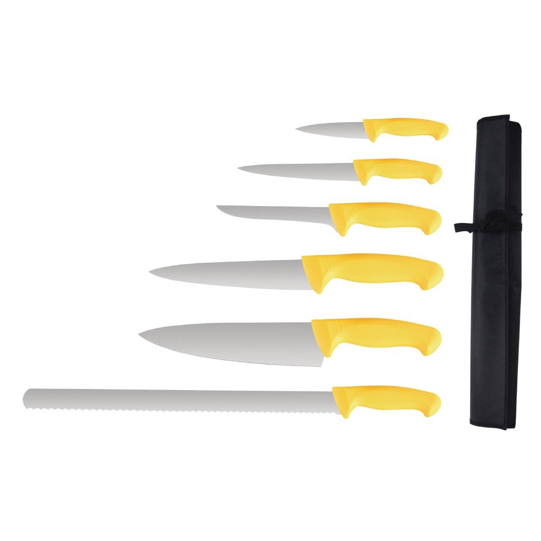 Vogue Yellow Handle 6 Piece Knife Set with Wallet - Image 8