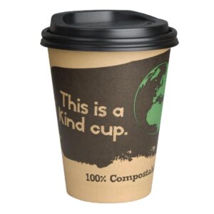 Fiesta Green 12oz Compostable Hot Cups and Lids Bundle (Pack of 50)