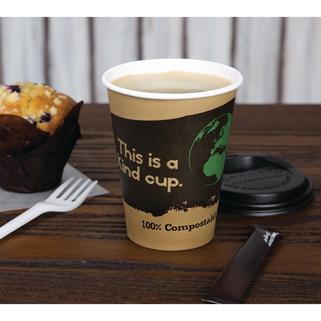 Fiesta Green 12oz Compostable Hot Cups and Lids Bundle (Pack of 1000) - Image 4