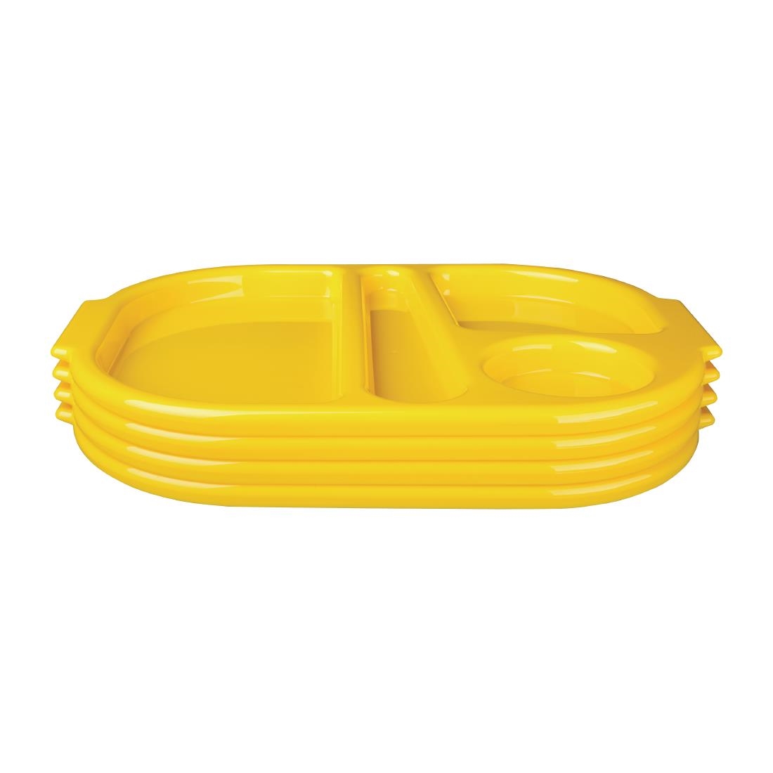 Olympia Kristallon Large Polycarbonate Compartment Food Trays Yellow 375mm - Image 2