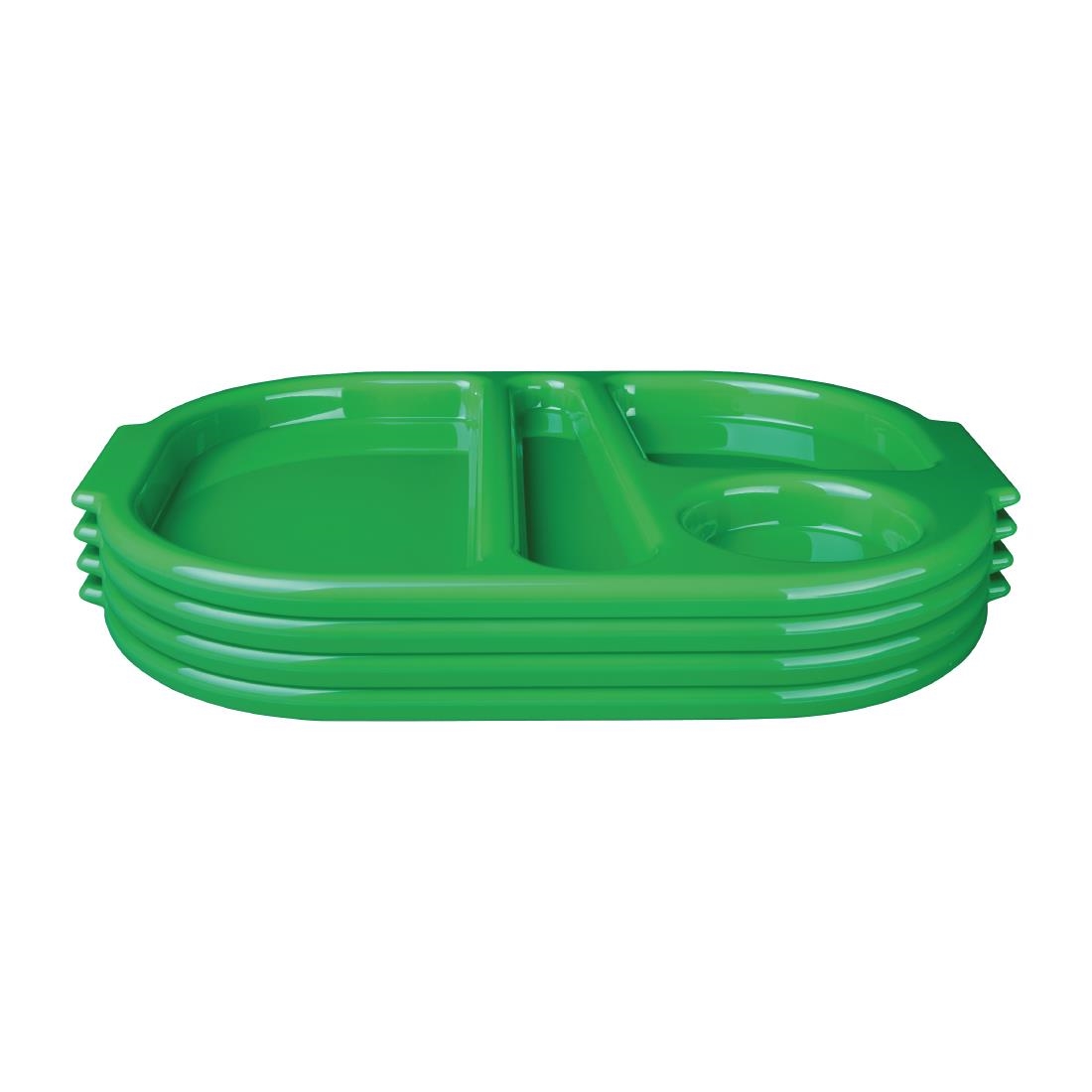 Olympia Kristallon Large Polycarbonate Compartment Food Trays Green 375mm - Image 2