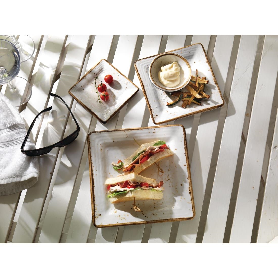 Steelite Craft Melamine Square Plates White 127mm (Pack of 6)