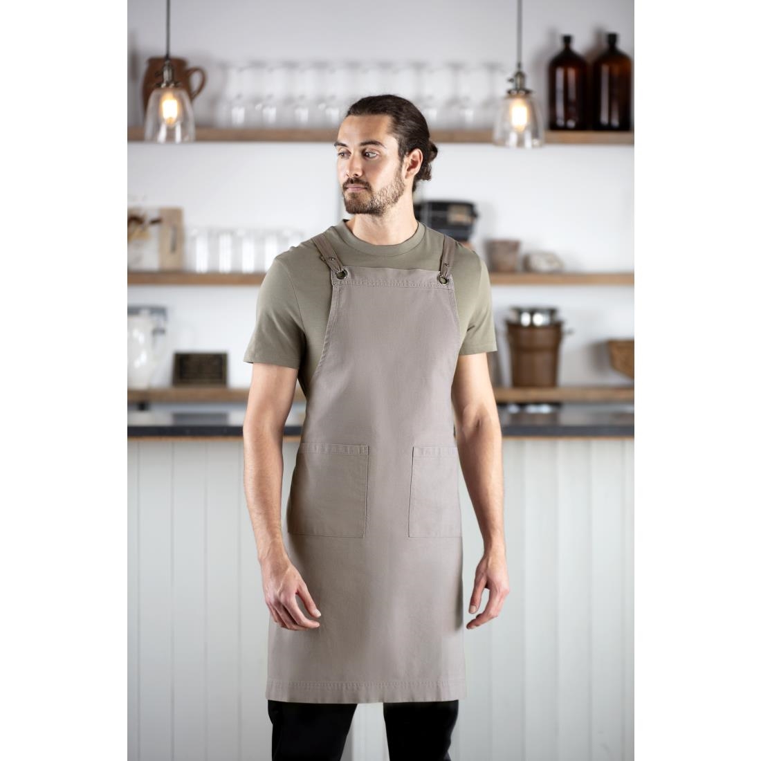 Southside Cotton Canvas Bib Apron Washed Grey - Image 5