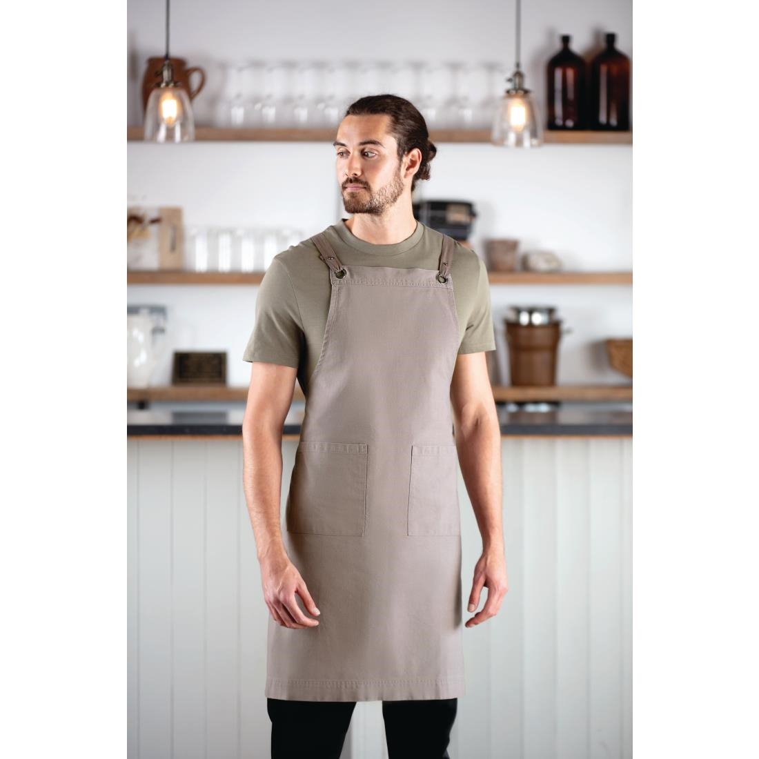 Southside Cotton Canvas Bib Apron Washed Grey - Image 6