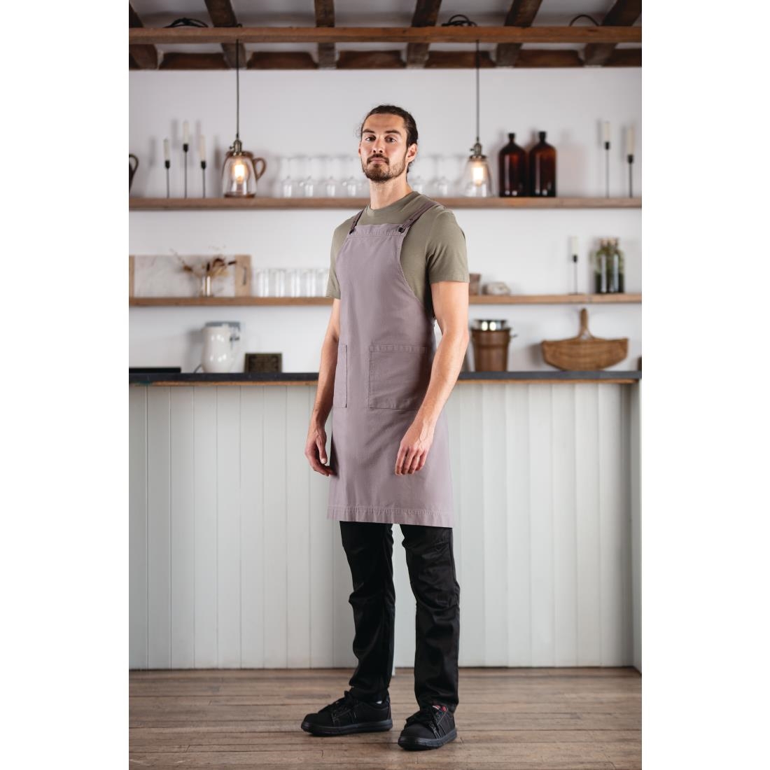 Southside Cotton Canvas Bib Apron Washed Grey - Image 7