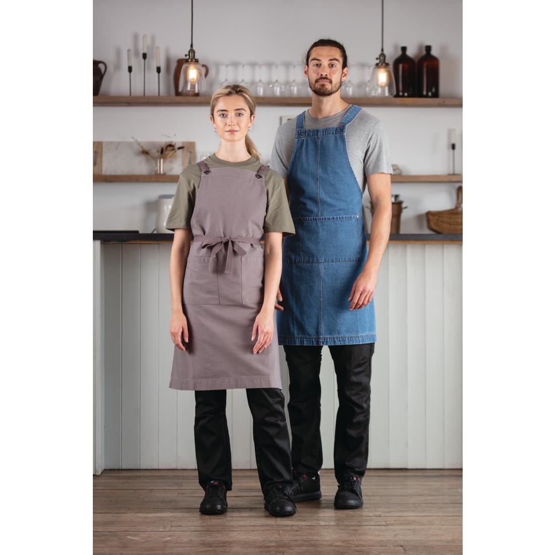 Southside Cotton Canvas Bib Apron Washed Grey - Image 9