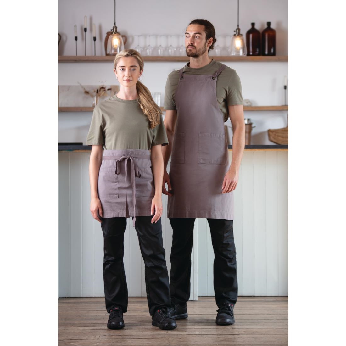 Southside Cotton Canvas Bib Apron Washed Grey - Image 10