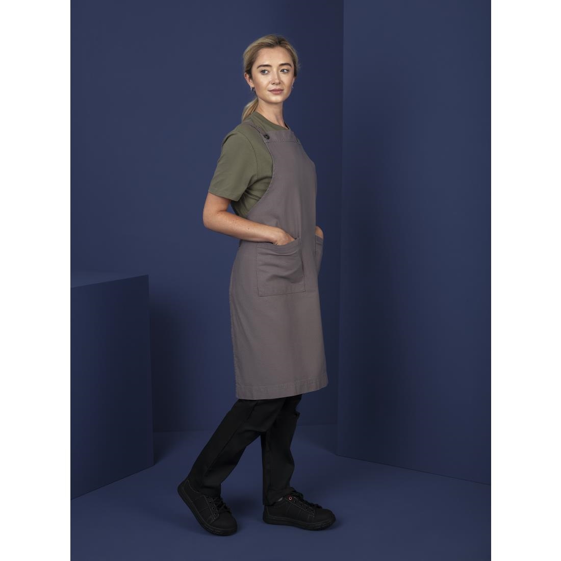 Southside Cotton Canvas Bib Apron Washed Grey - Image 11