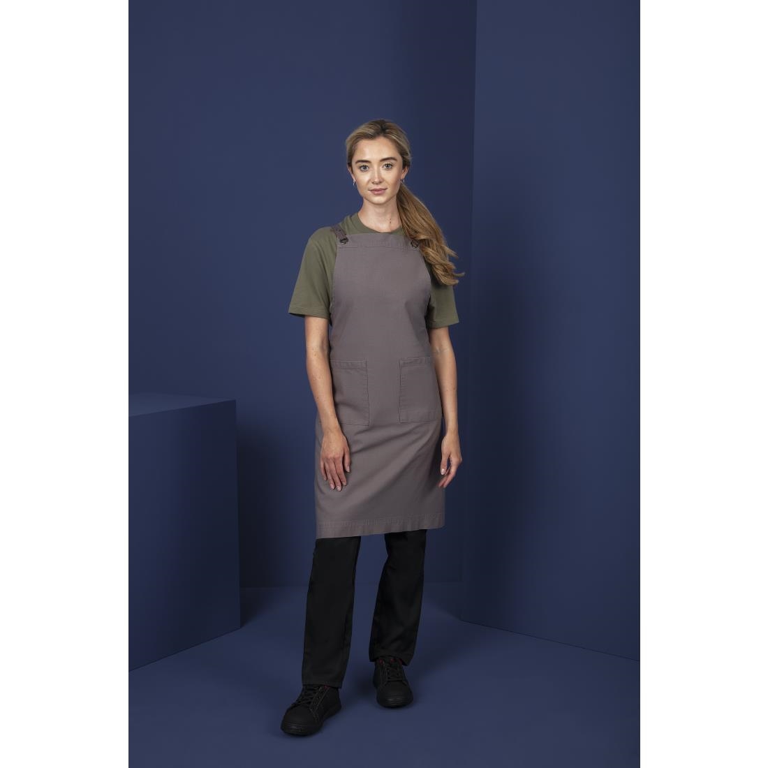 Southside Cotton Canvas Bib Apron Washed Grey - Image 12