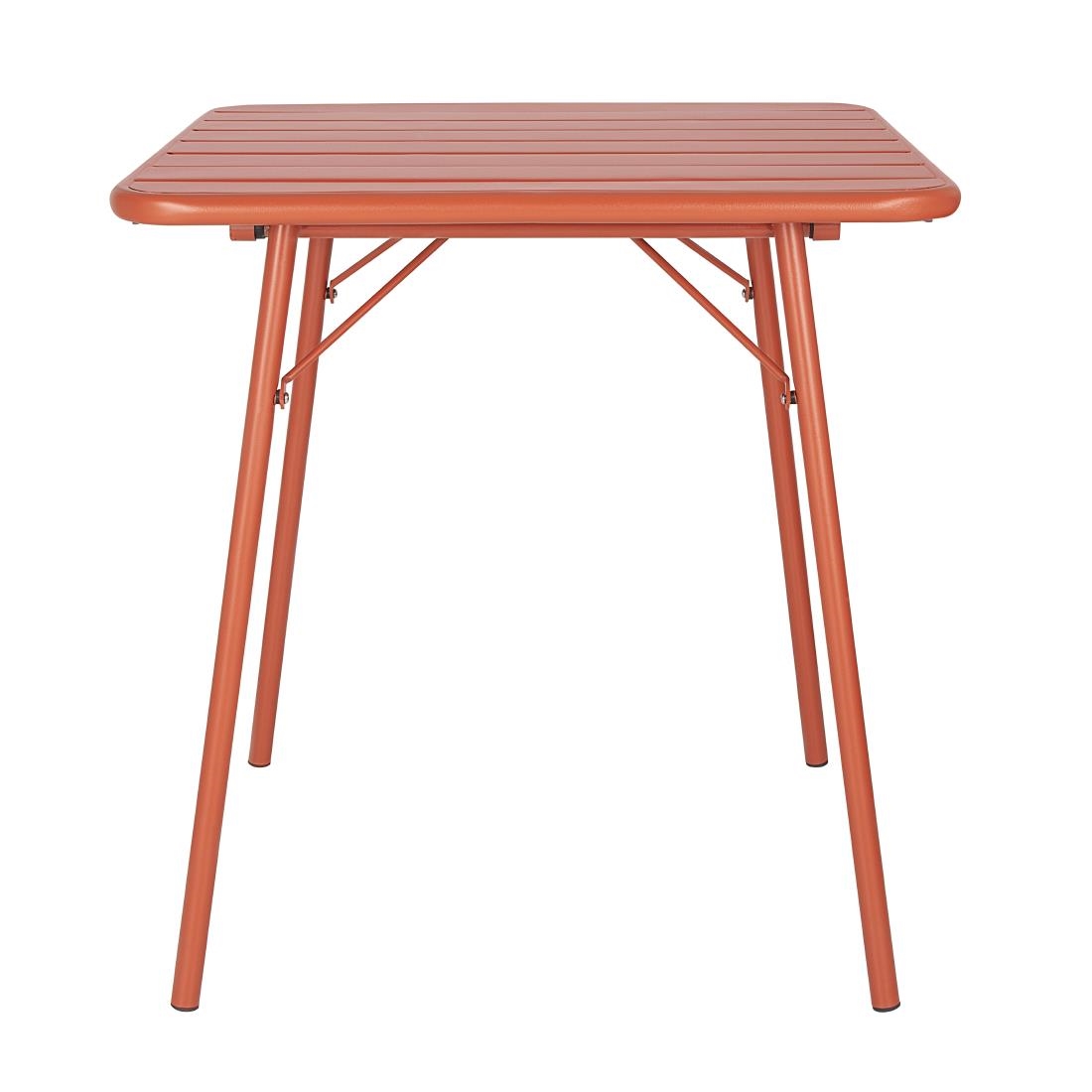 Bolero Terracotta Square Slatted Steel Table - 700mm - Image 2