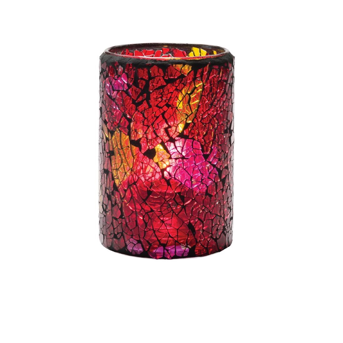 Hollowick Crackle Red & Gold Crackle Glass Cylinder Lamp 80mm x 144mm (Pack of 24)