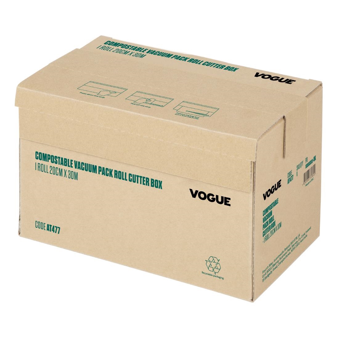 Vogue Compostable Vacuum Pack Roll Cutter Box 20cm x 30m - Image 2
