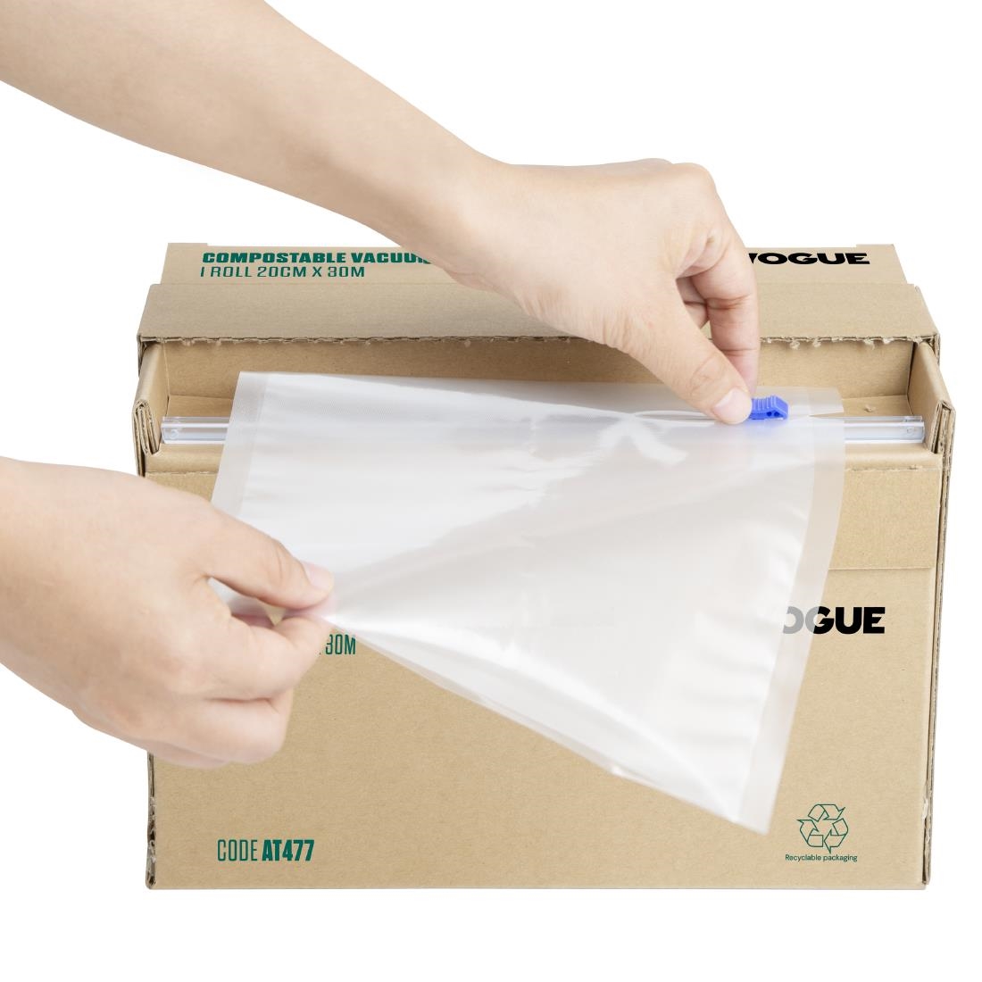 Vogue Compostable Vacuum Pack Roll Cutter Box 20cm x 30m - Image 5
