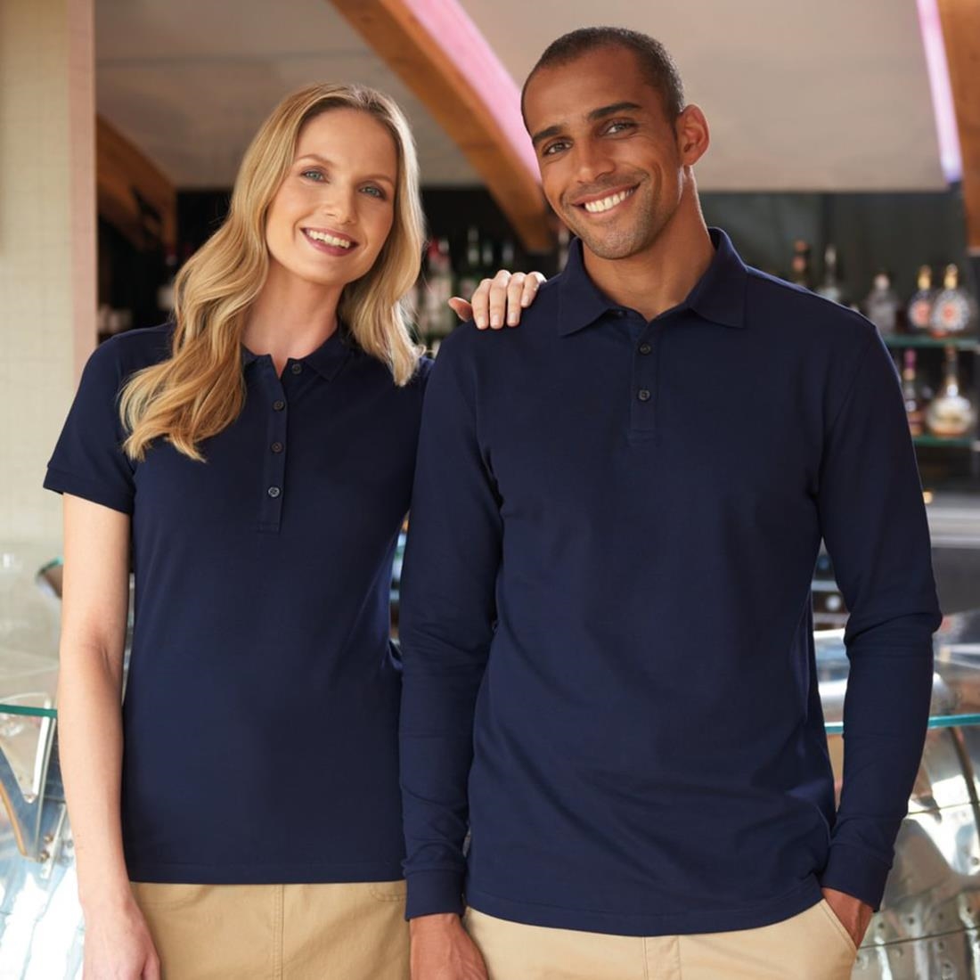 Brook Taverner Frederick Mens Long Sleeve Polo Shirt Navy Size 2XL - Image 2