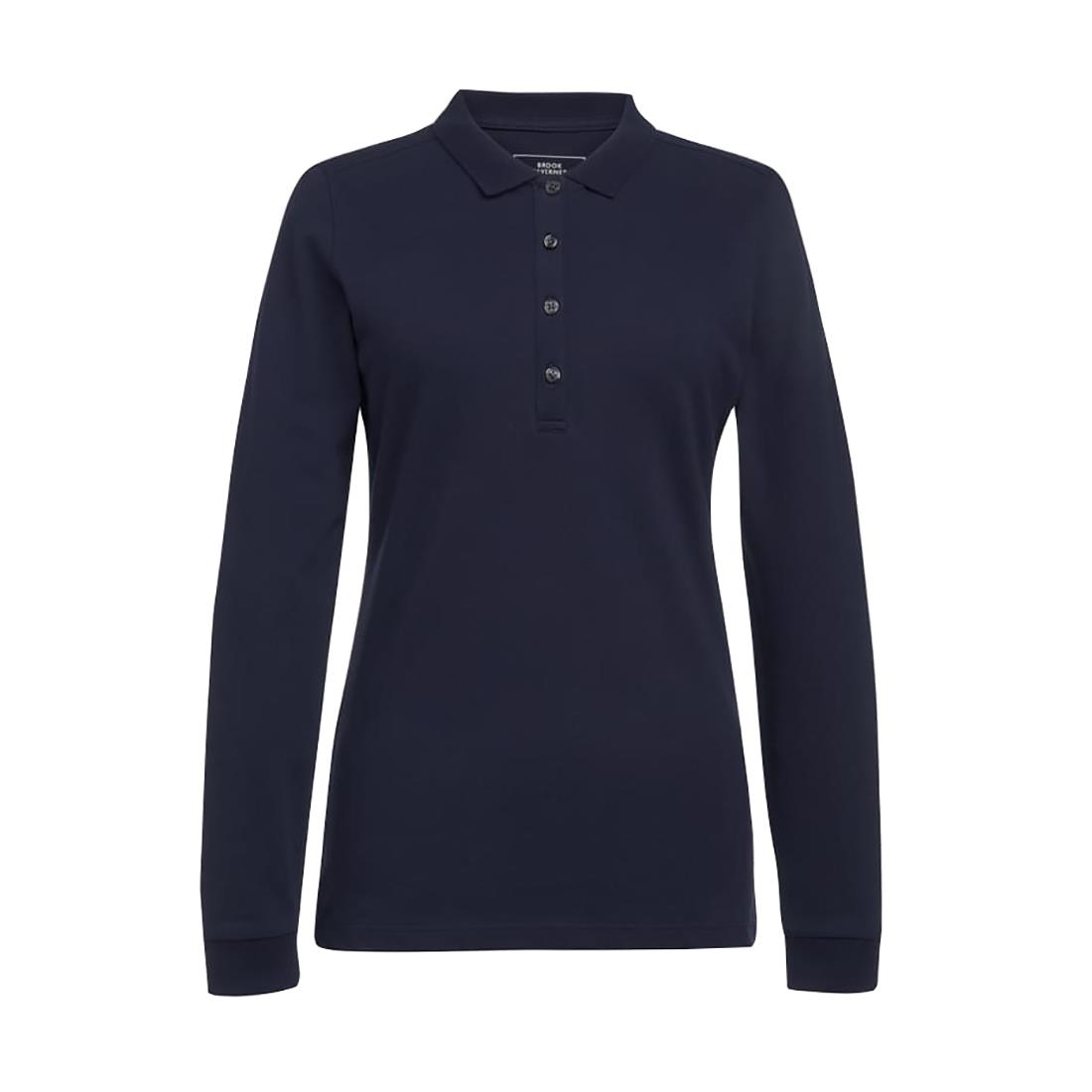 Brook Taverner Anna Womens Long Sleeve Polo Shirt Navy Size 2XL