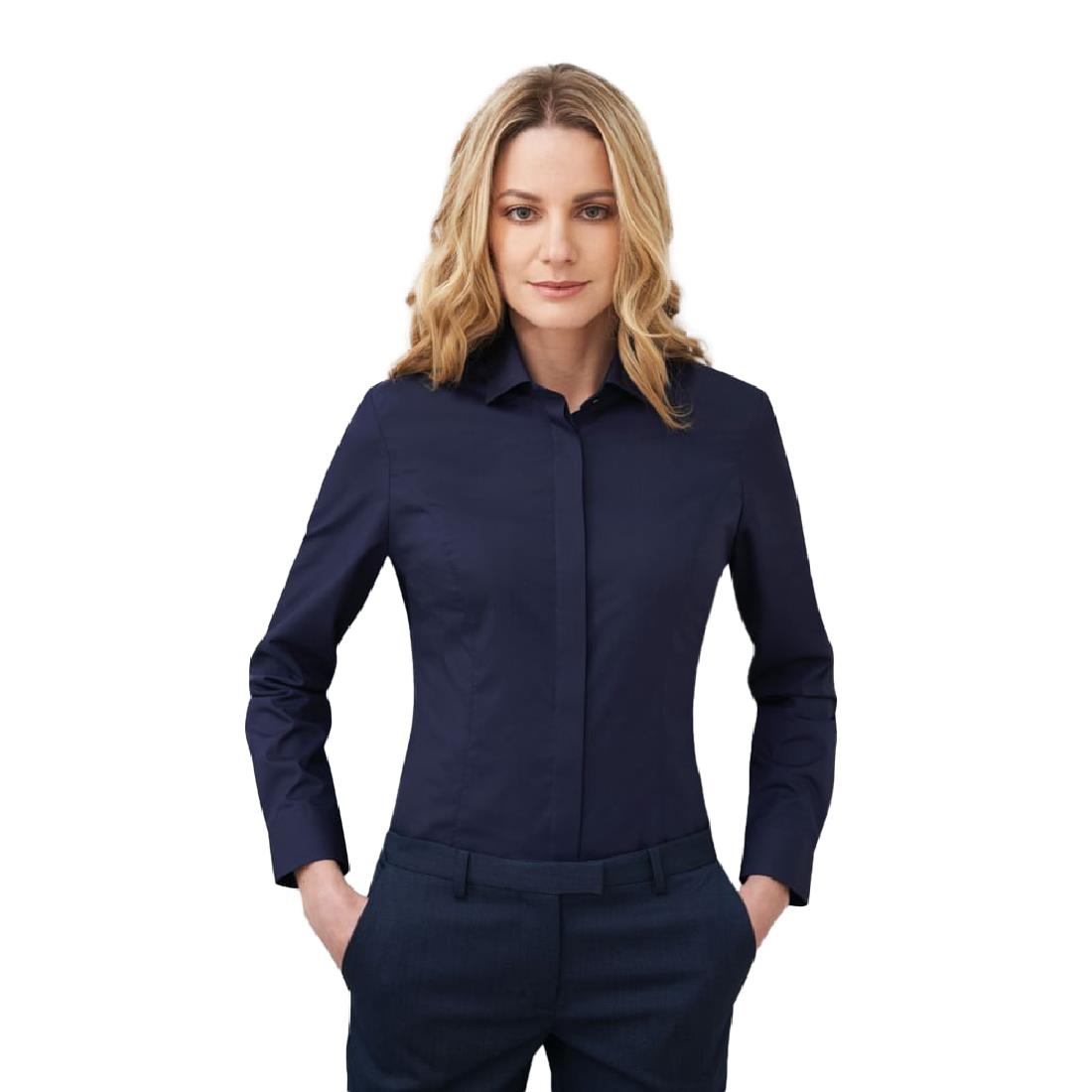 Brook Taverner Ladies Long Sleeve Parma Shirt Navy Size 10 - Image 2