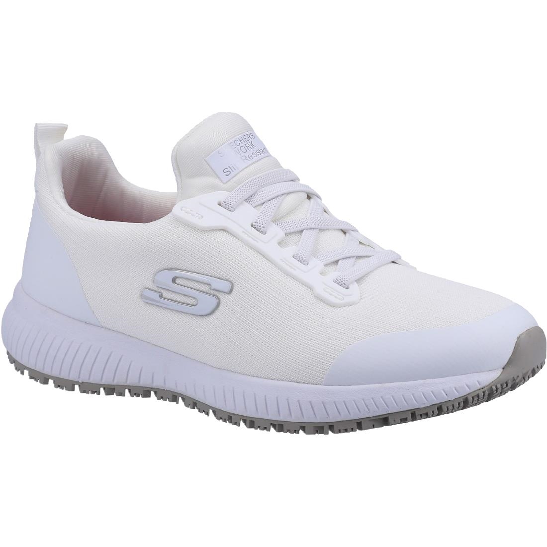 Skechers Womens Slip Resistant Squad Trainers White 36 - Image 3