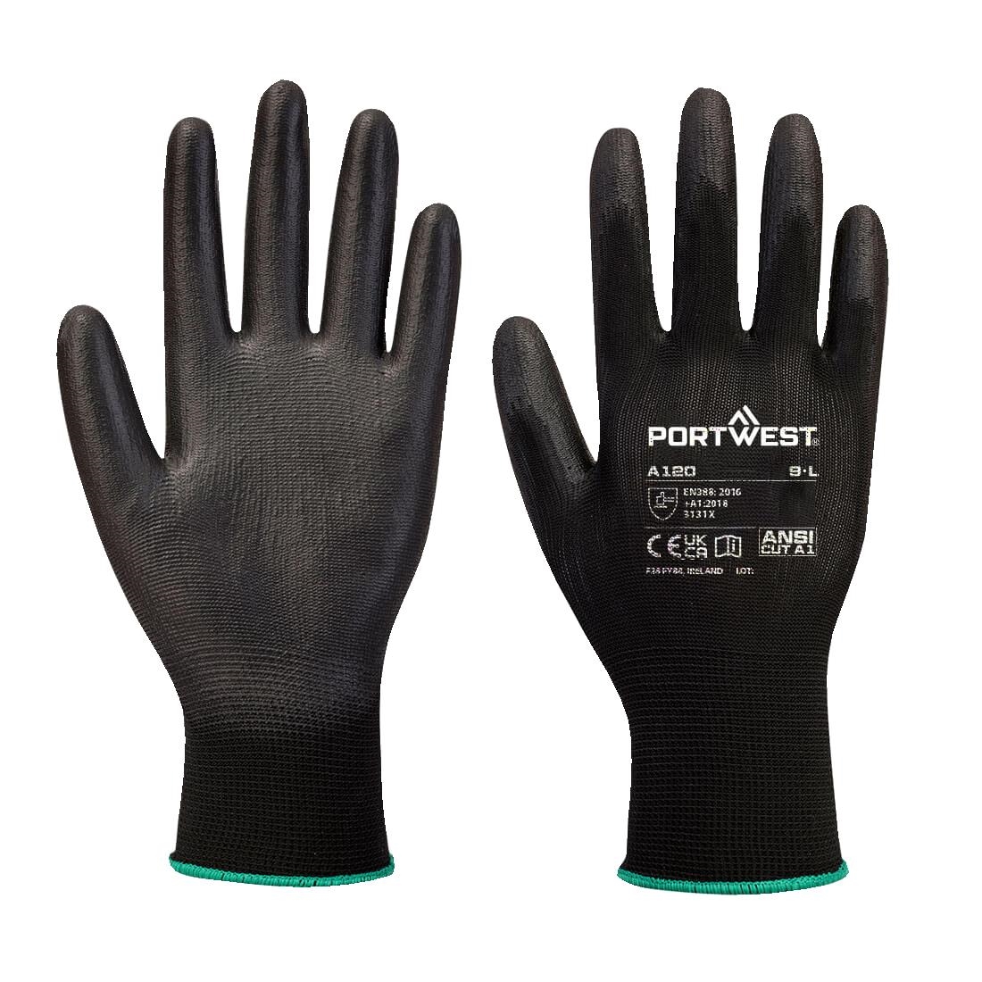 Portwest Black PU Palm Glove Size L - Image 2
