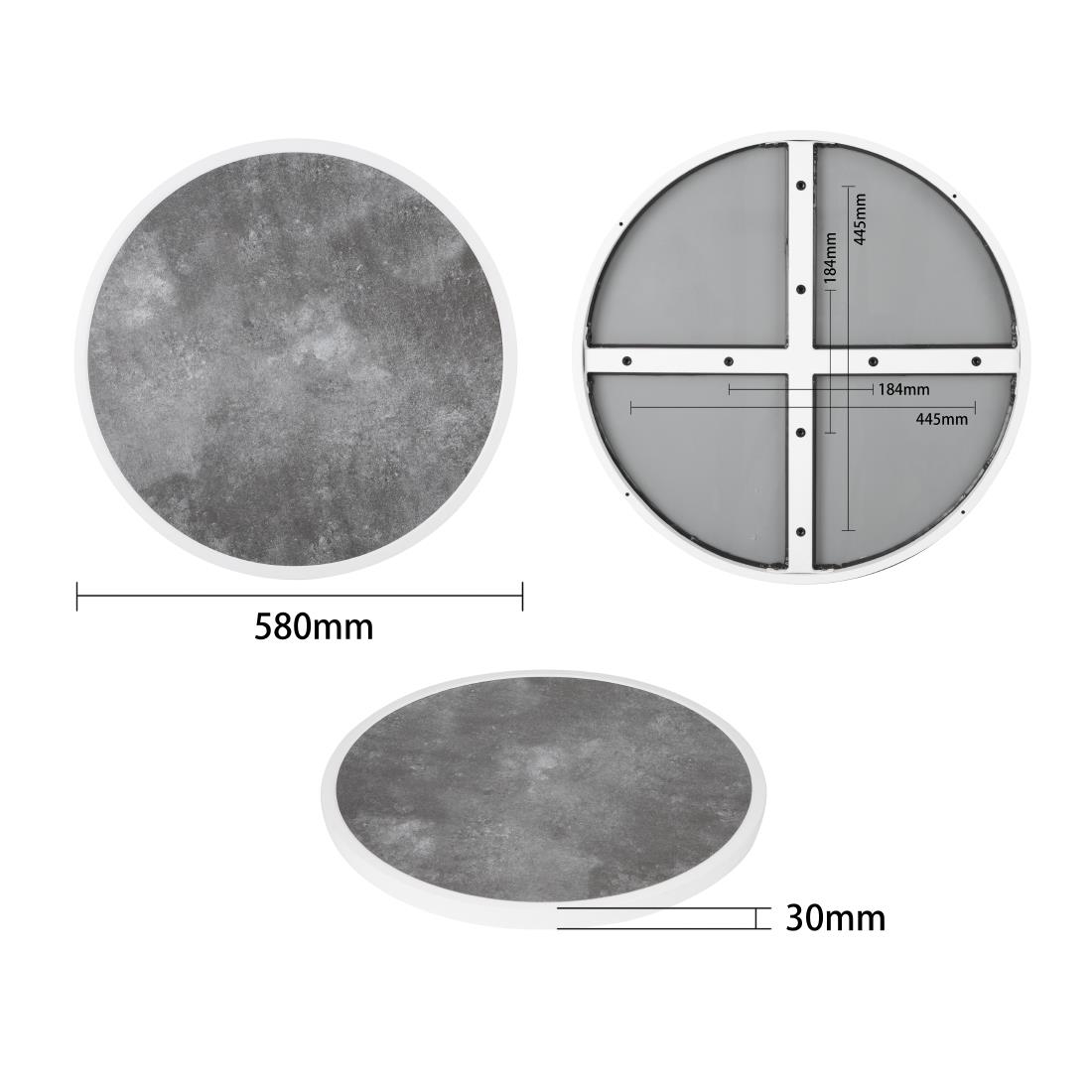Bolero Fibre Glass Round Table Top Dark Stone Effect 580mm - Image 4