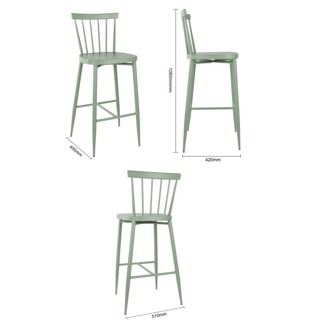Bolero Windsor Aluminium Green High Stools (2 Pack) - Image 6