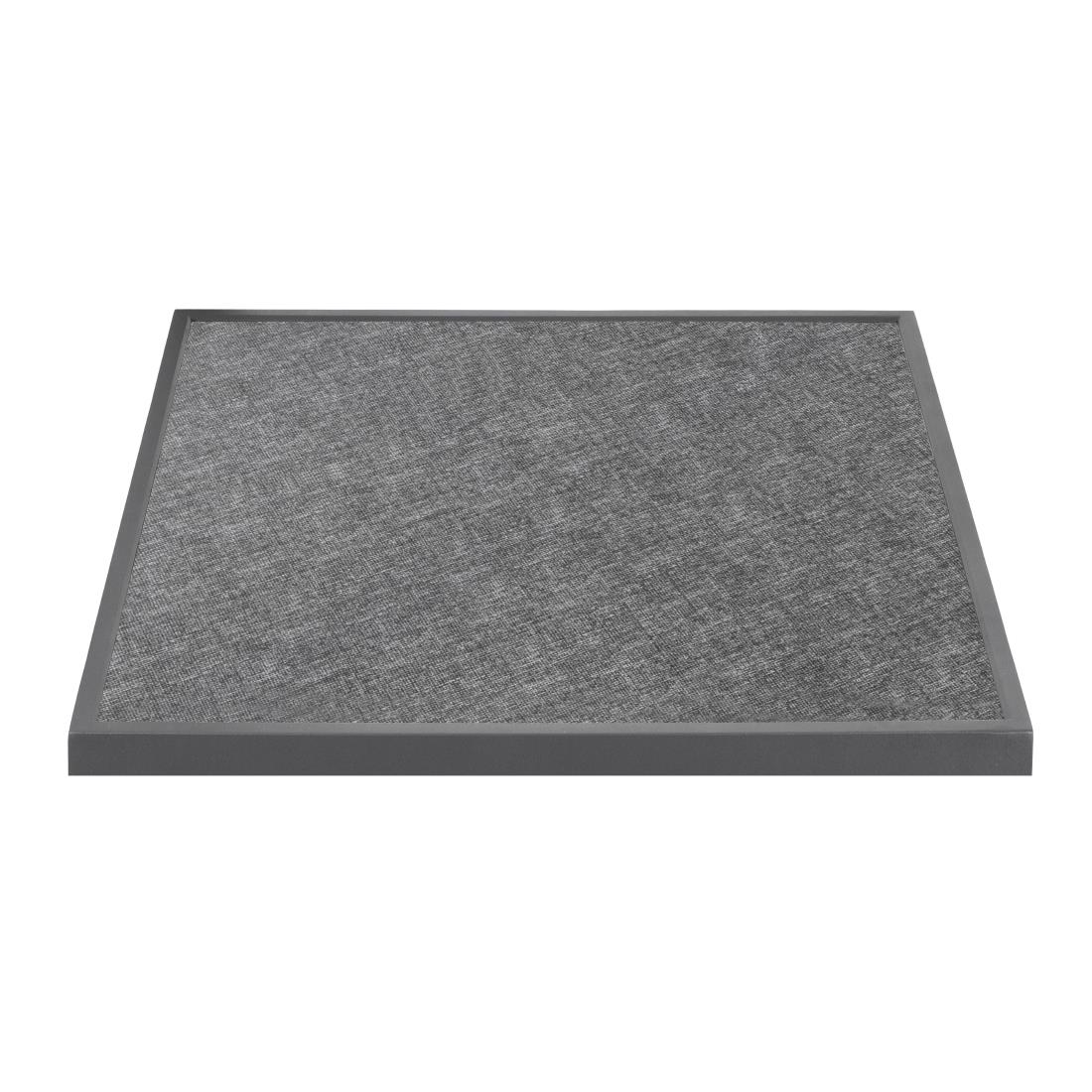 Bolero Black Brushed Mix Outdoor Tempered Glass Table Top Square Grey Trim 700mm - Image 2