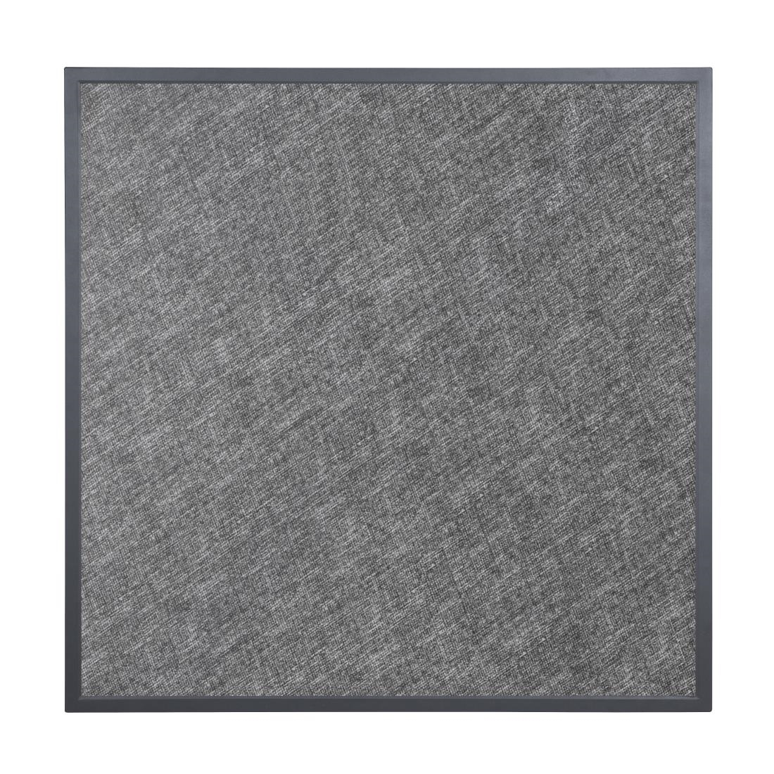 Bolero Black Brushed Mix Outdoor Tempered Glass Table Top Square Grey Trim 700mm